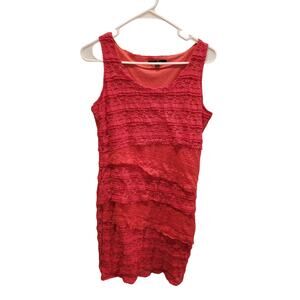 Anne French Womens Sz M Lace Bodycon Knee Length Dress Red